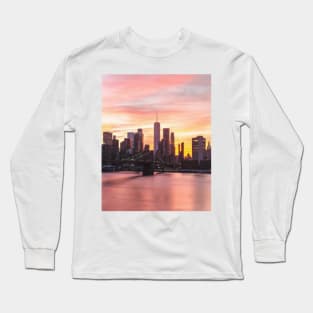 New York Beautiful Red Sunset Long Sleeve T-Shirt